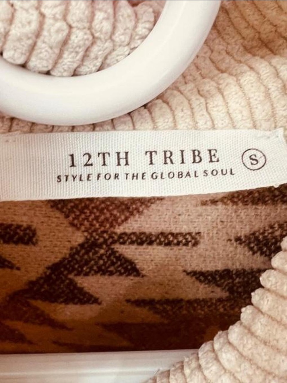 Boho Aztec-Print Cream Button Down  Shacket - Picture 7 of 8